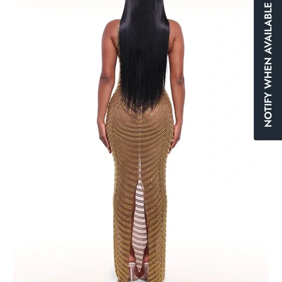 Gold Sequin Bodycon Evening Dress - Picture 2 of 2